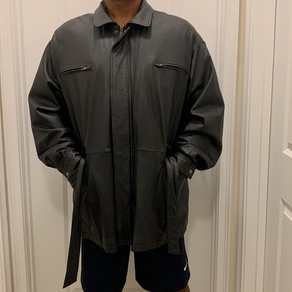 Vintage Wilson Men’s Black 100% Leather Coat - extra large size - Picture 1 of 11